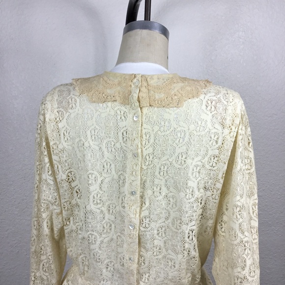 Outback Red Blouse Size S Sheer Vintage  Victorian 1970s Lace Long Sleev… - Picture 16 of 16